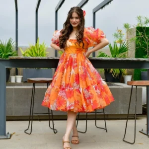 Layla organza printed dress