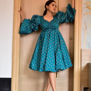 kyrstle green chanderi dress