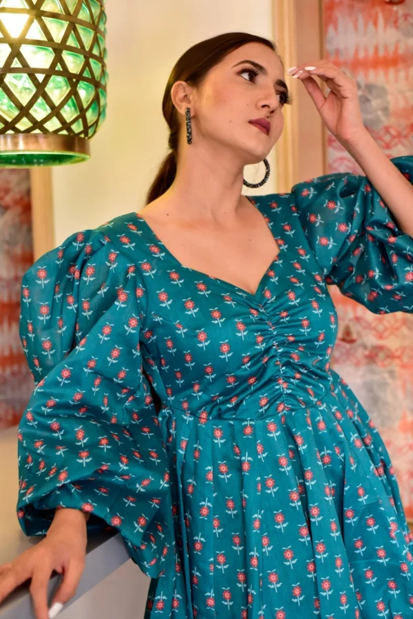 kyrstle green chanderi dress - Image 2
