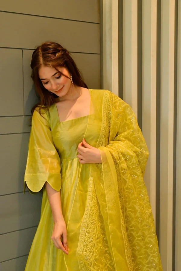 light green chanderi suit set - Image 2