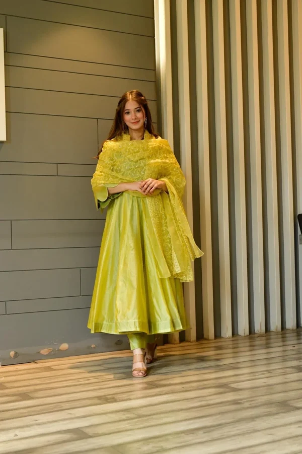 light green chanderi suit set - Image 3