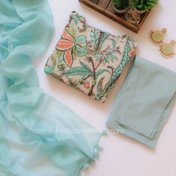 SALE: Inaayat Aasmani Floral Suit Set - Image 2