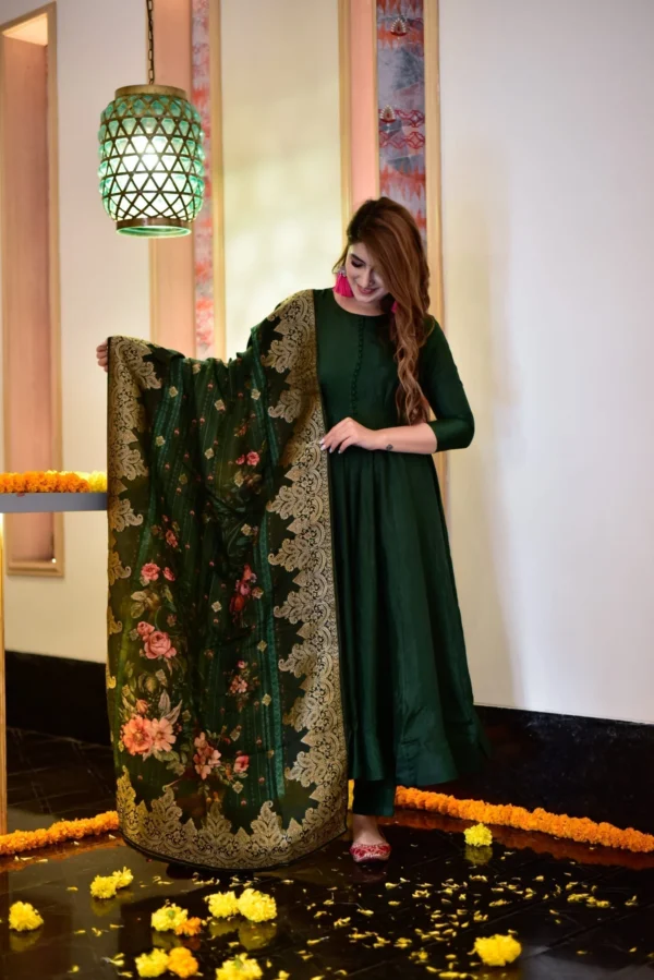 lush green silk suit set - Image 5