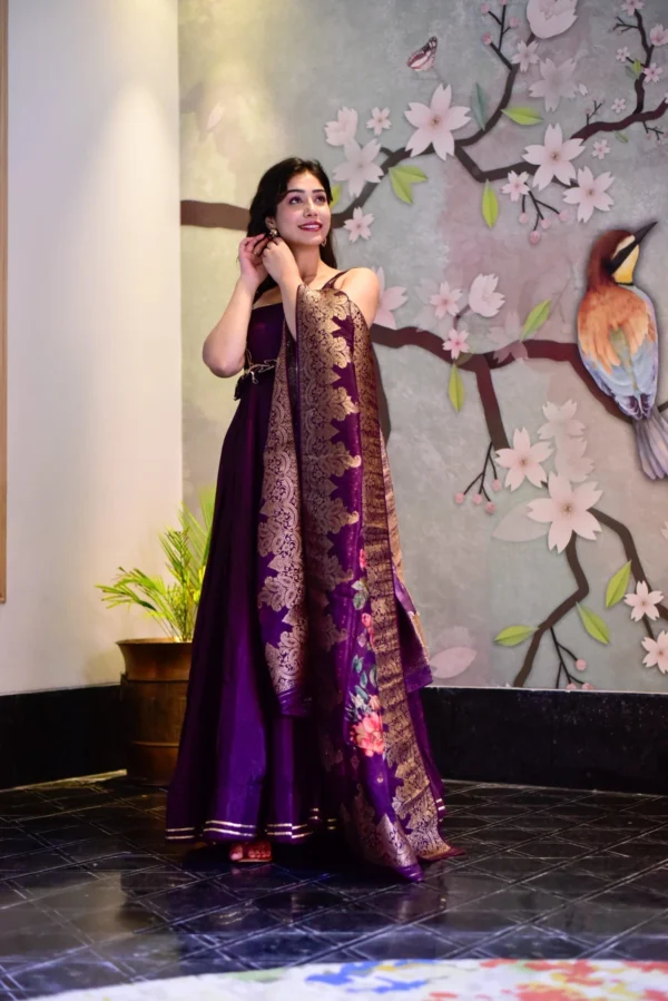 Mariyam purple silk maxi set - Image 3