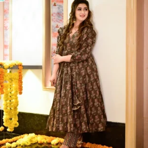 mannat brown cotton suit set