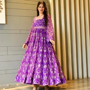 Madhumita purple georgette dress