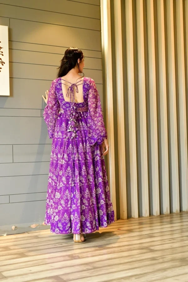 Madhumita purple georgette dress - Image 4