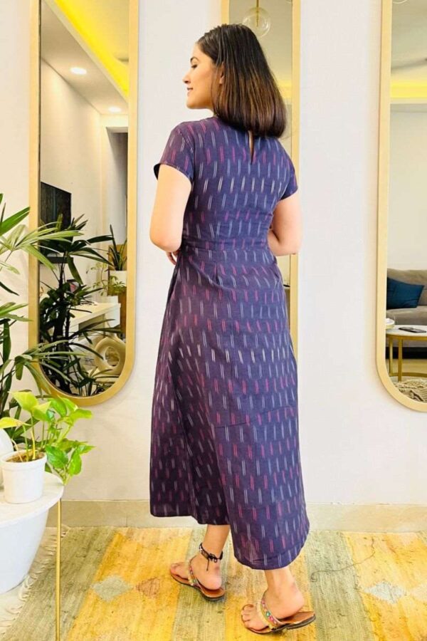 AUBERGINE IKAT SLIT DRESS - Image 4