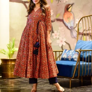 maroon amour kurta set