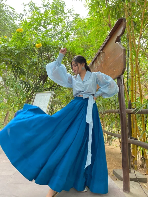 azure silk skirt set - Image 2