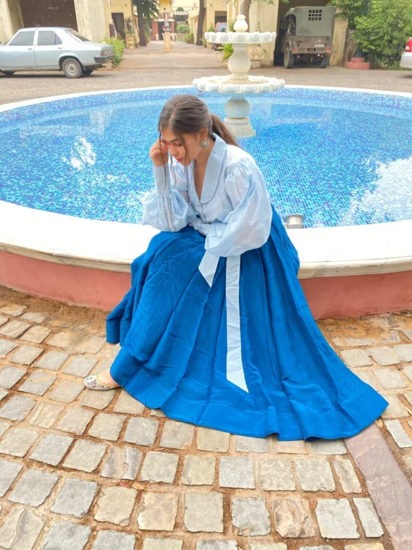 azure silk skirt set - Image 3