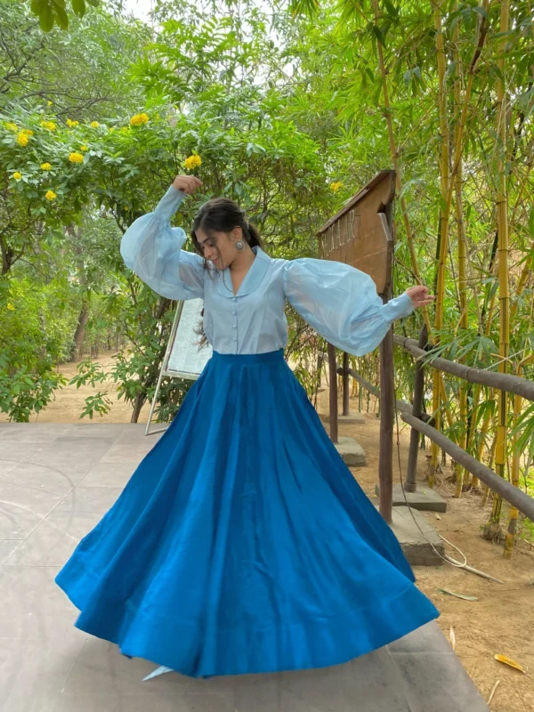 azure silk skirt set - Image 4