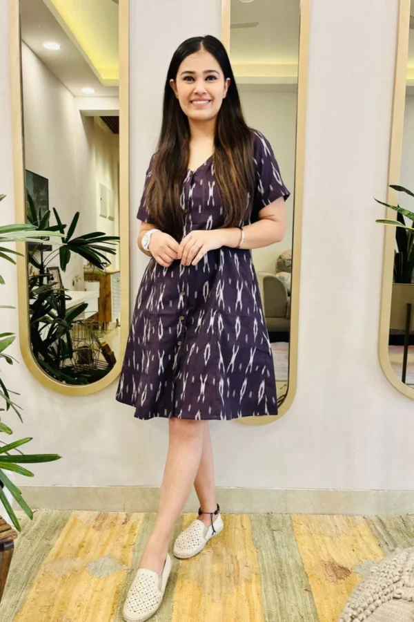 AUBERGINE IKAT SHIRT DRESS - Image 2