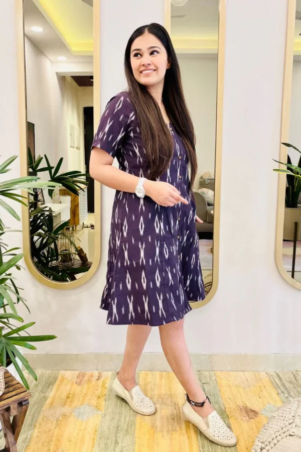 AUBERGINE IKAT SHIRT DRESS - Image 4