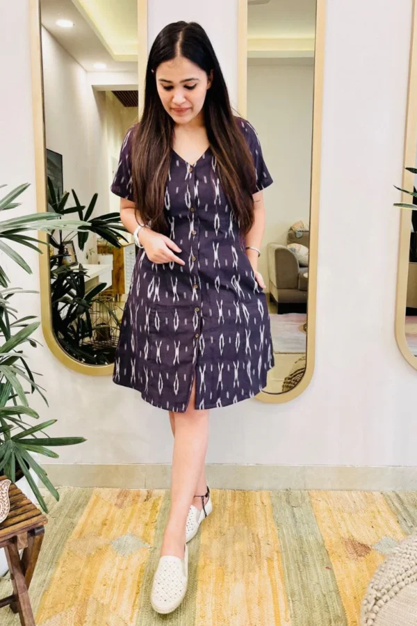 AUBERGINE IKAT SHIRT DRESS - Image 5