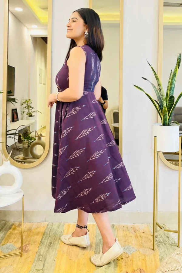 AUBERGINE IKAT VOLUMINOUS DRESS - Image 2