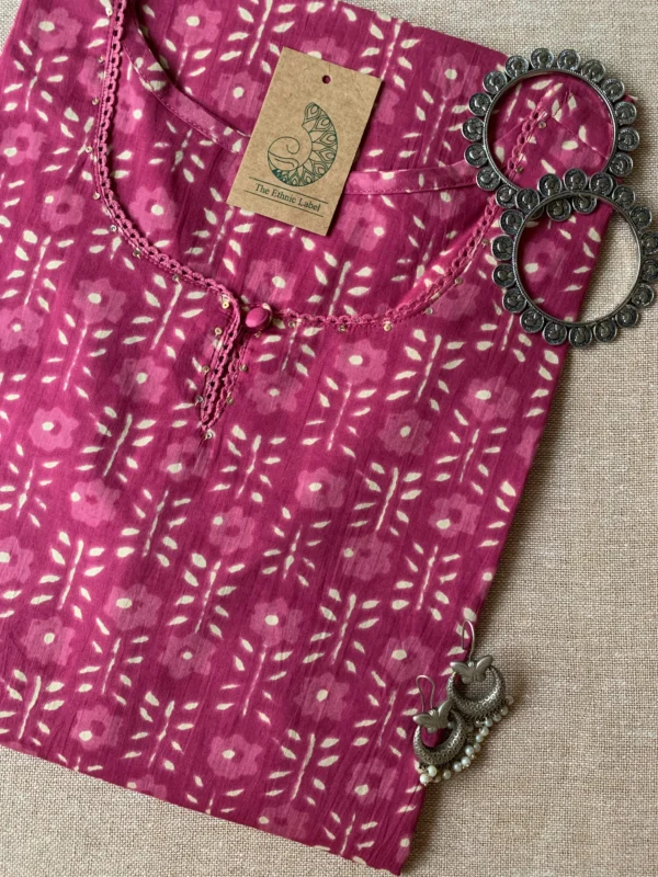 Bagru Hand block printed Laced Cotton Kurta - Big Size - Image 2