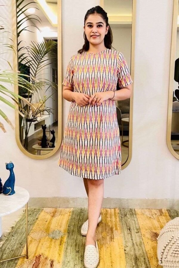 MULTI-COLOR IKAT SHIFT DRESS - Image 5