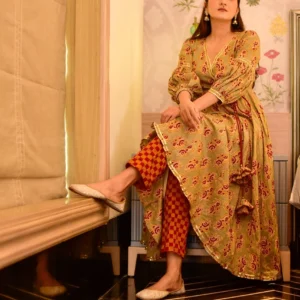 melina beige cotton suit set