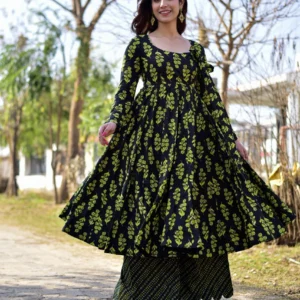 moonless black cotton suit set