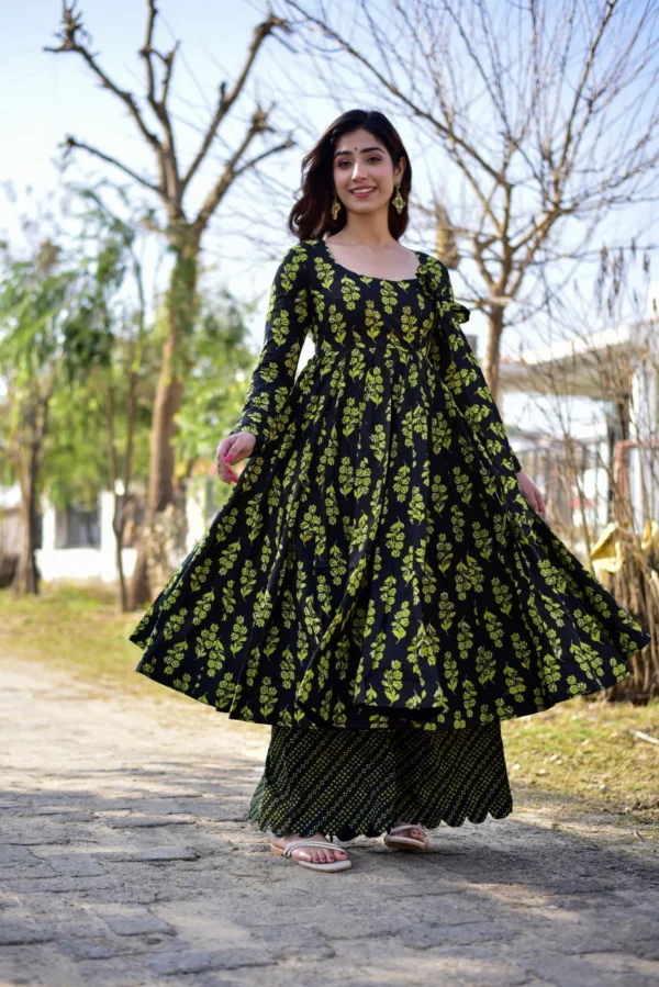 moonless black cotton suit set
