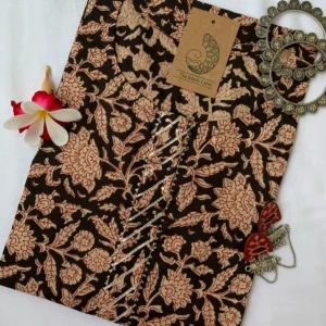 Black Bagru Floral Jaal Cotton Kurta
