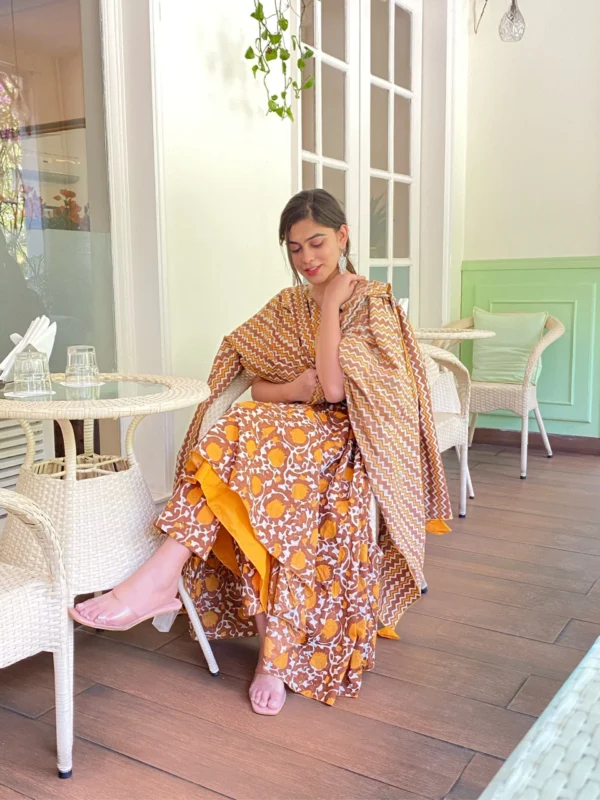 mustard brown cotton suit set - Image 2