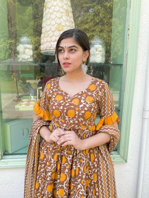 mustard brown cotton suit set - Image 3
