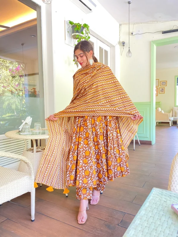 mustard brown cotton suit set - Image 4
