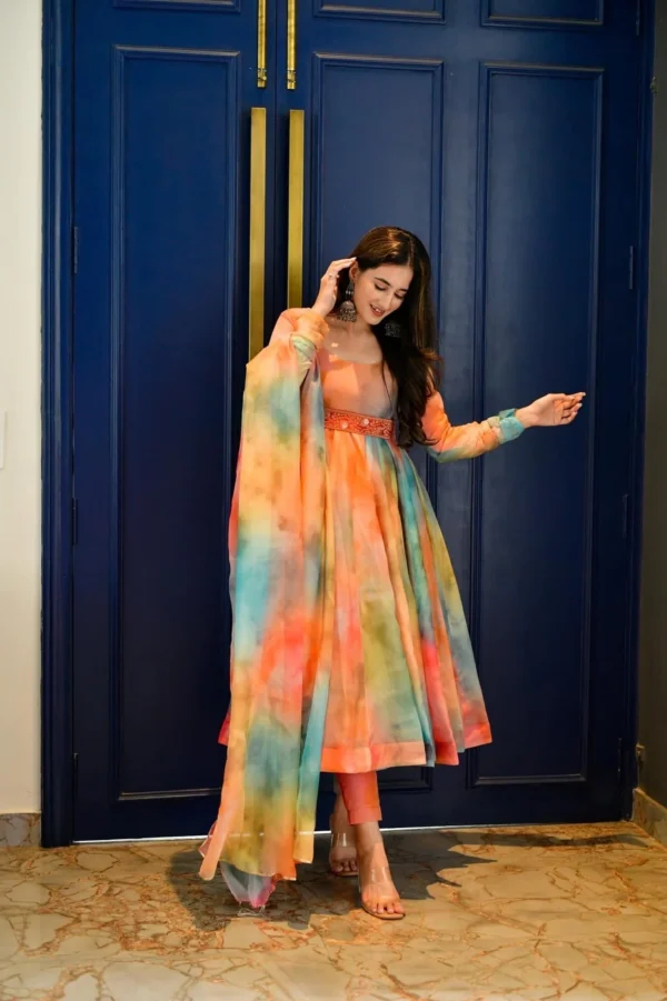 multicolor organza suit set - Image 5