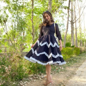 black chanderi dress