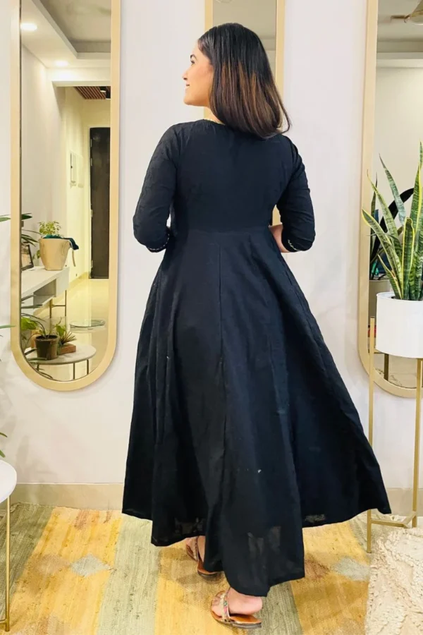 BLACK EMBROIDERED ANARKALI MAXI DRESS - Image 5