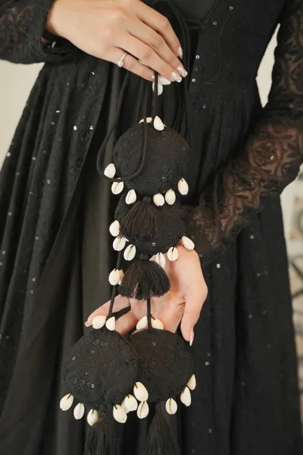 black embroidered shrug set - Image 3