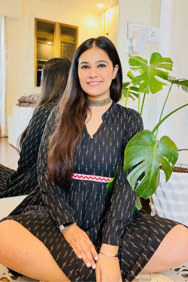 BLACK IKAT FLARED DRESS - Image 2