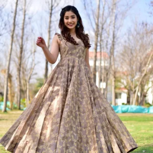casper brown chanderi dress