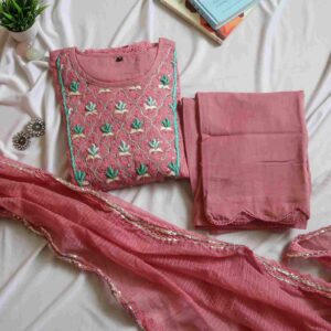 SALE: Onion Pink Handwork Romance Suit (3 piece)