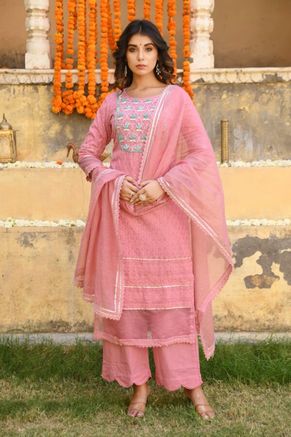 SALE: Onion Pink Handwork Romance Suit (3 piece) - Image 2