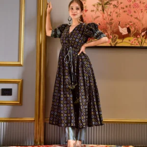 black herbal cotton suit set