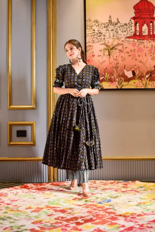 black herbal cotton suit set - Image 5