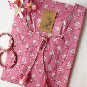 Mauve Flora Boota Cotton Kurta