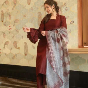 blossomy brown kurta set