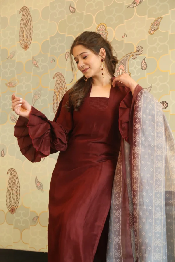 blossomy brown kurta set - Image 2