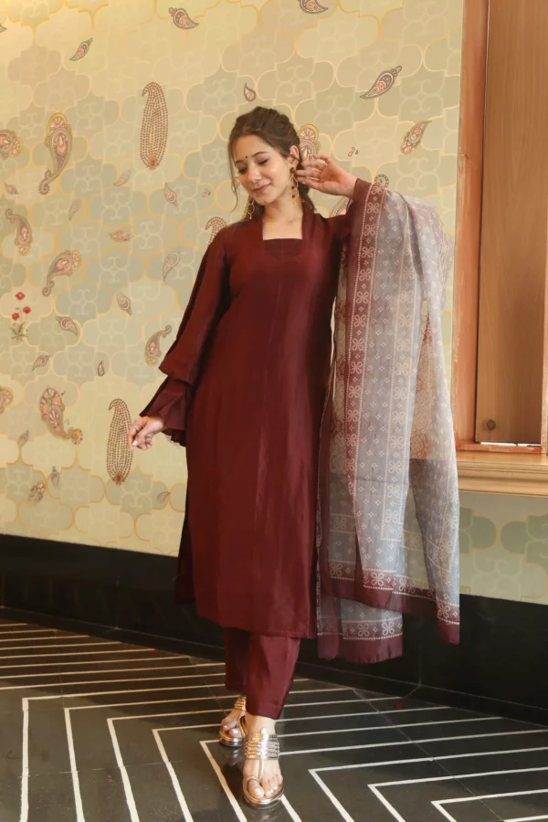 blossomy brown kurta set - Image 5