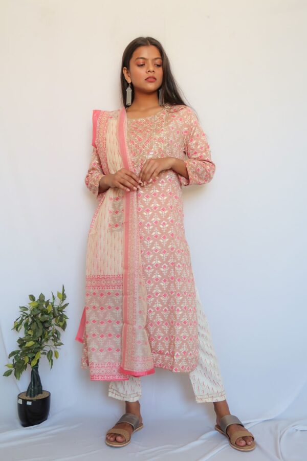 SALE: Soft Pink Latte Sequin Suit Set - Image 2