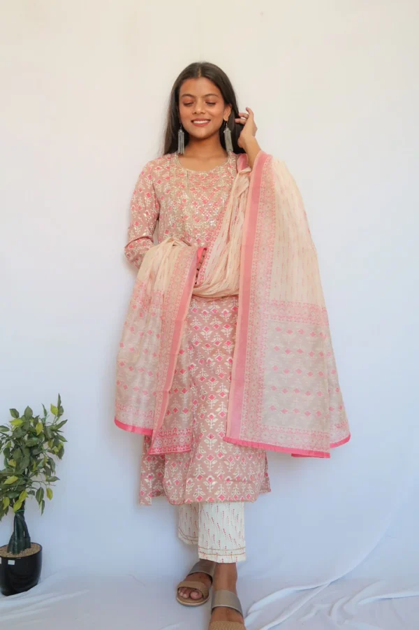 SALE: Soft Pink Latte Sequin Suit Set - Image 4