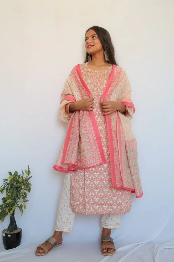 SALE: Soft Pink Latte Sequin Suit Set - Image 5