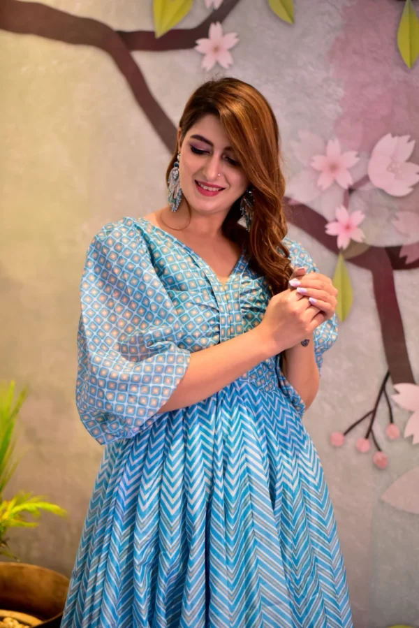 blue aura chanderi maxi set - Image 2