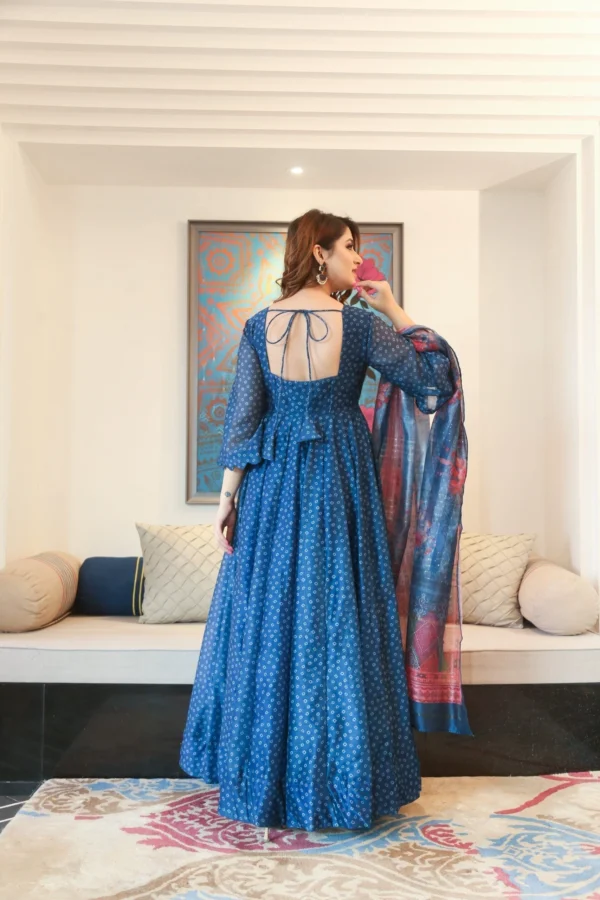 blue asmi chanderi maxi set - Image 3
