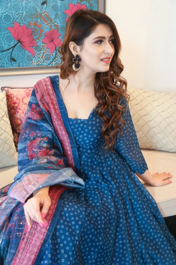 blue asmi chanderi maxi set - Image 4