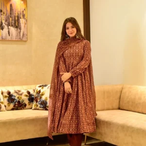 blazing brown muslin suit set
